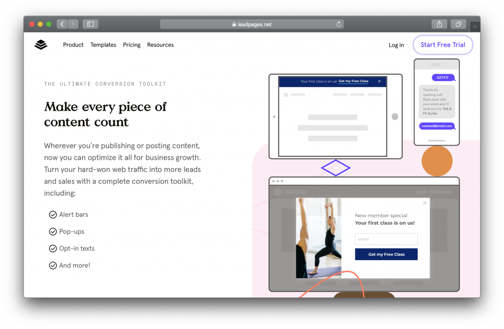 Leadpages Homepage