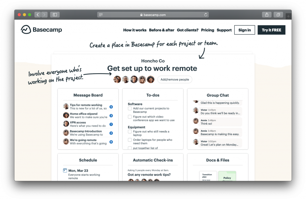 Basecamp Homepage