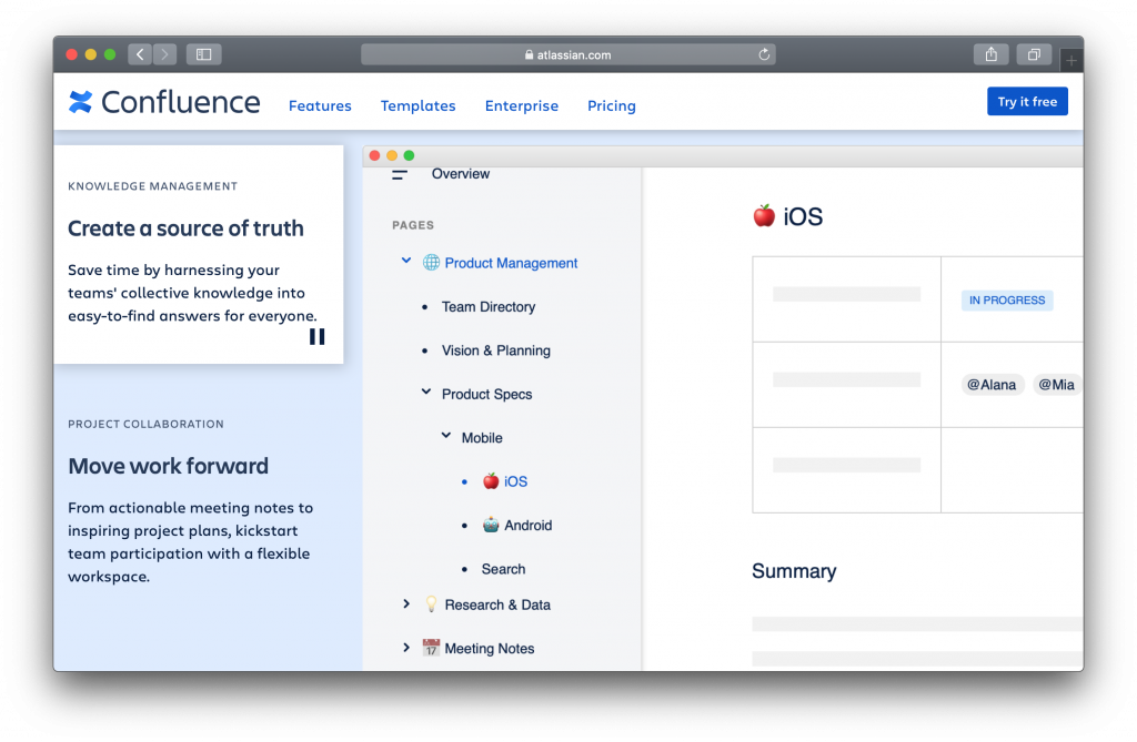 Confluence Homepage