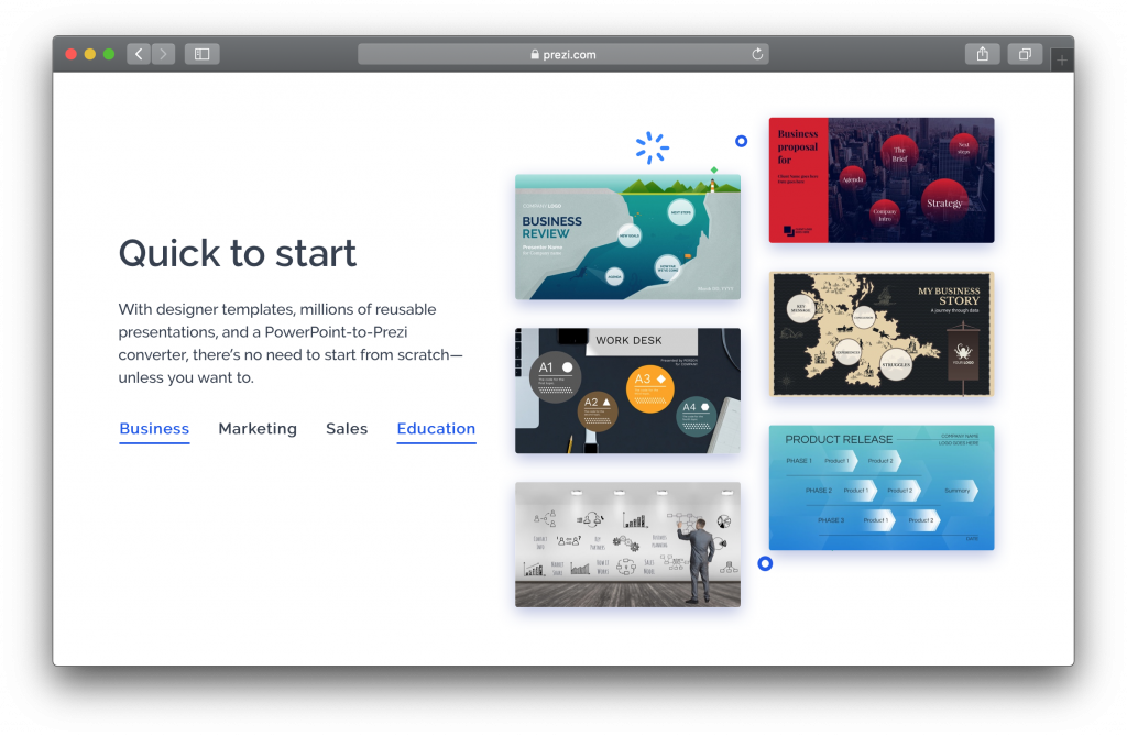 Prezi Homepage