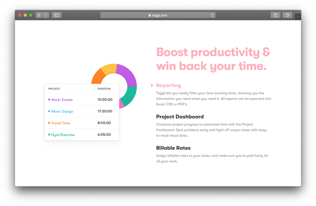 Toggl Homepage