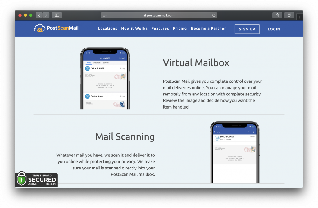 PostScan Mail Homepage