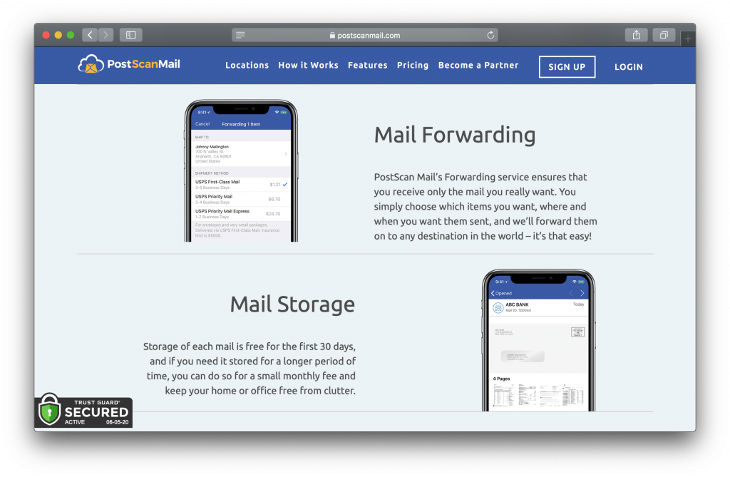 PostScan Mail Homepage