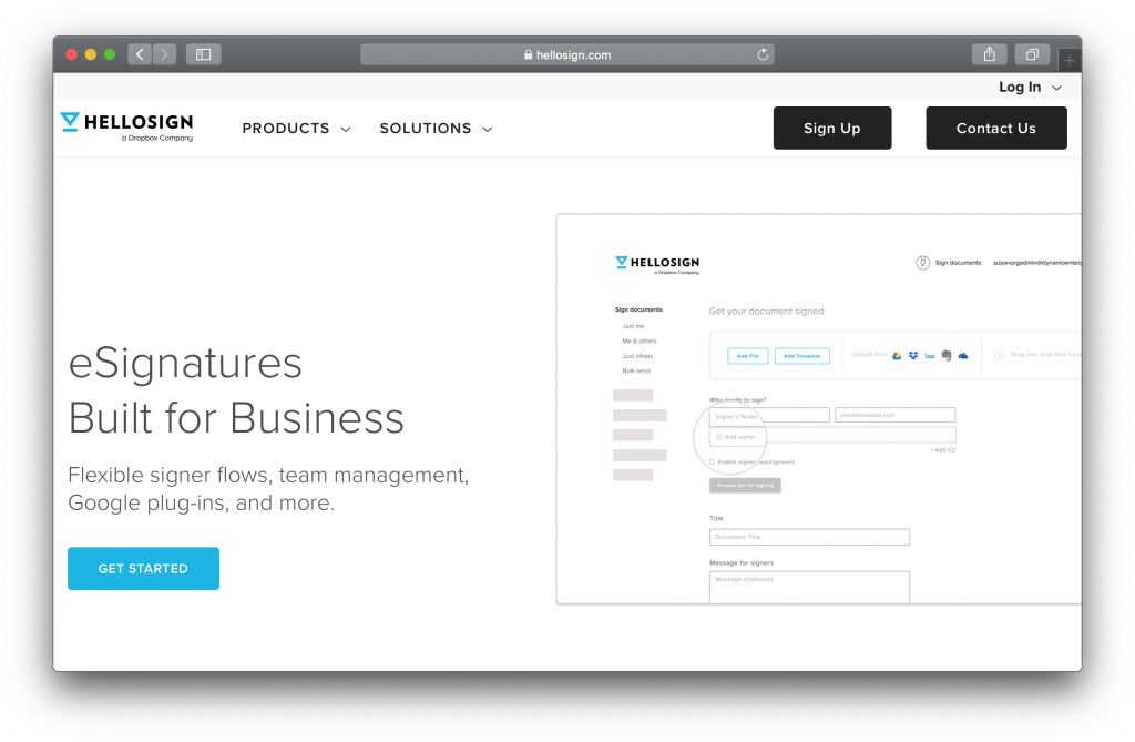 HelloSign Homepage