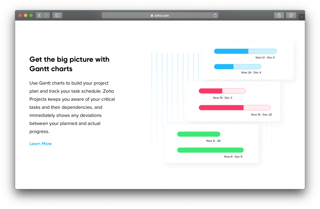 Zoho Projects Homepage