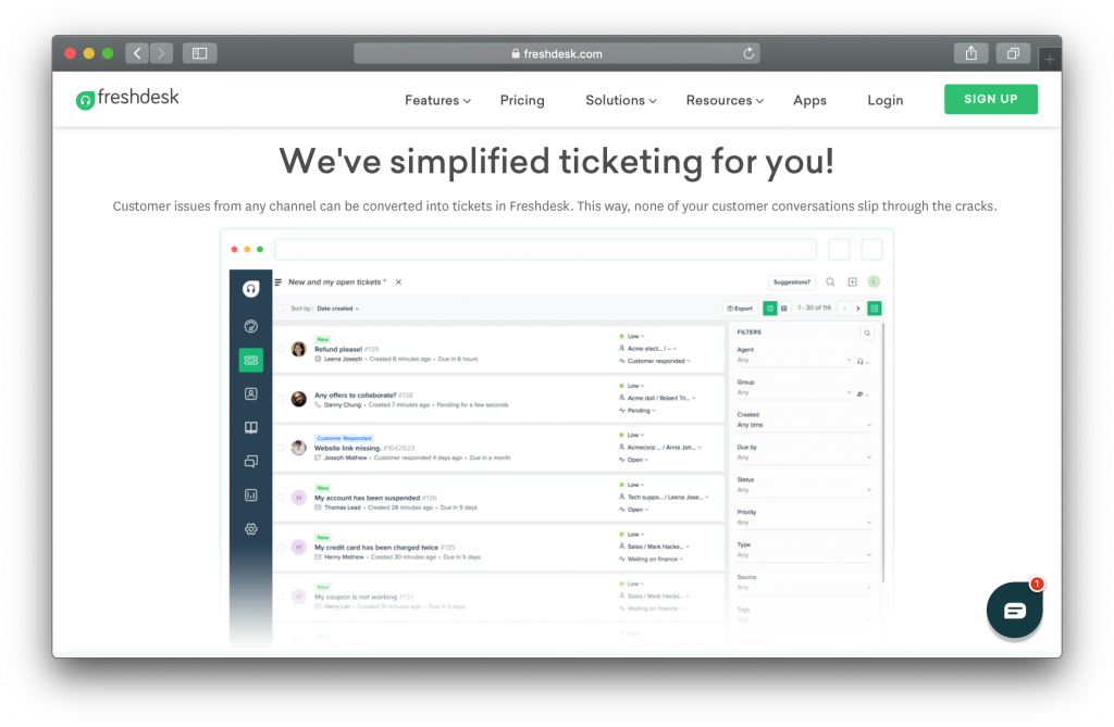 Freshdesk Homepage