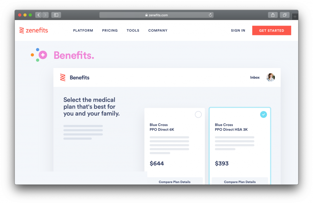 Zenefits Homepage