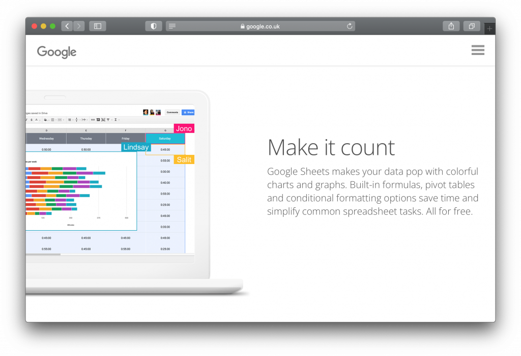 Google Sheets UI