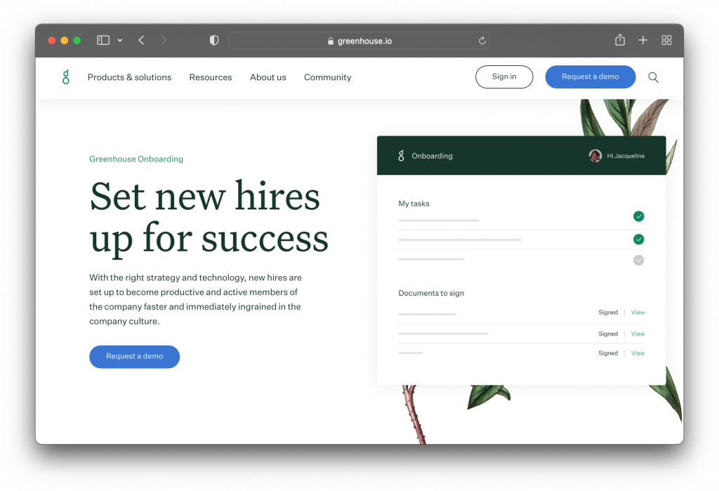 Greenhouse Onboarding UI